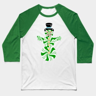 Minty Green and White Spearmint Snowman Baseball T-Shirt